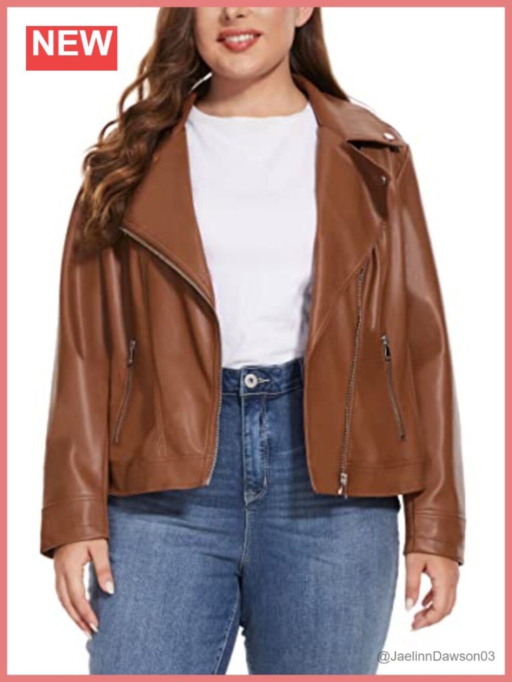 Faux Leather Moto Biker Jacket Zip Up Short PU Coat Fitted Plus Size